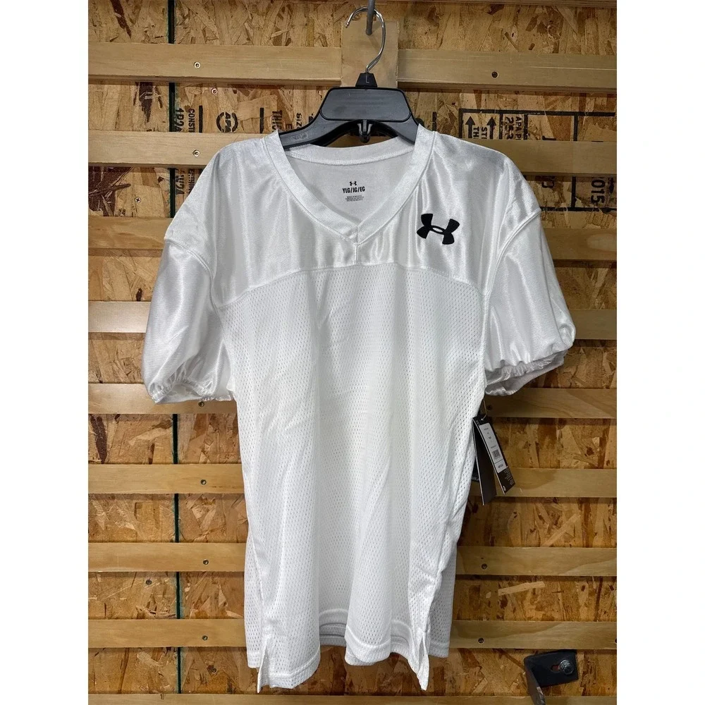 Under Armour Youth Football Practice Jersey, White - L - Picture 2 of 3
